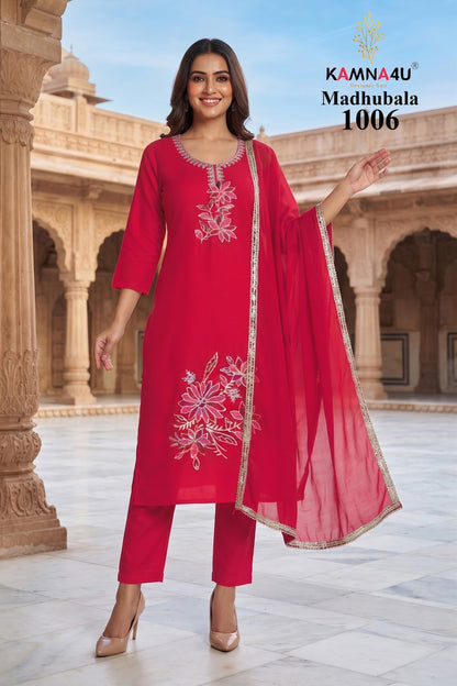 Madhubala Kamna4U Chanderi Readymade Pant Style Suits Wholesale Price
