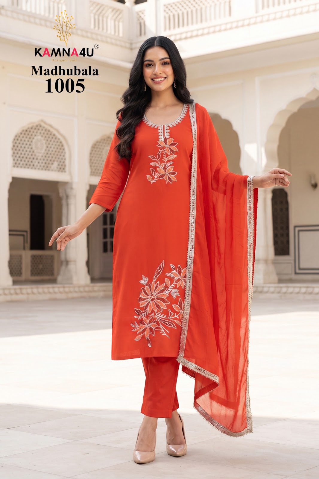 Madhubala Kamna4U Chanderi Readymade Pant Style Suits Wholesale Price