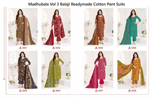 Madhubala Vol 3 Balaji Readymade Cotton Pant Suits Wholesaler