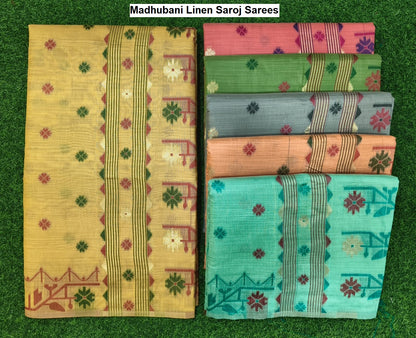 Madhubani Linen Saroj Sarees Manufacturer Gujarat