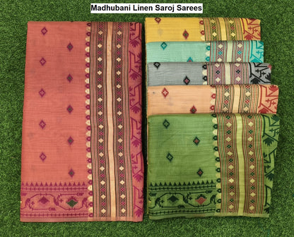 Madhubani Linen Saroj Sarees Manufacturer Gujarat