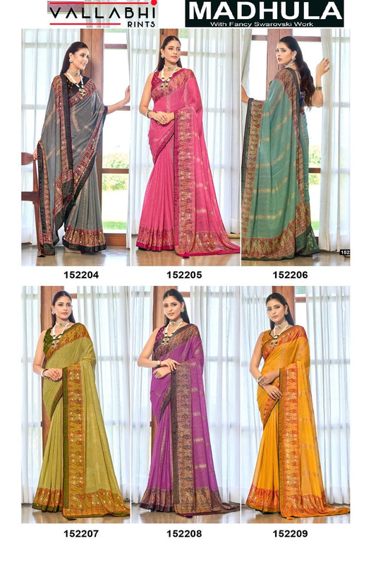 Madhula Vallabhi Prints Chiffon Sarees Wholesaler Ahmedabad