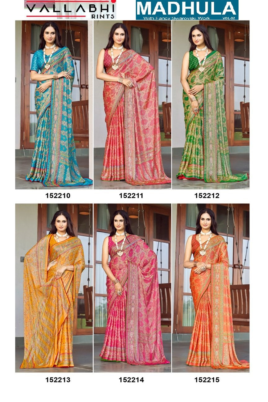 Madhula Vol 2 Vallabhi Prints Chiffon Sarees Wholesale Price