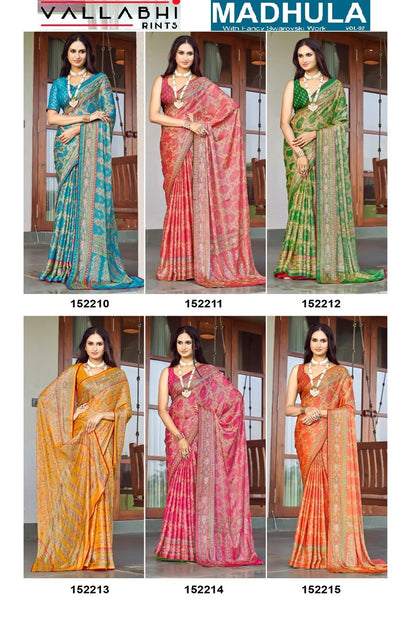 Madhula Vol 2 Vallabhi Prints Chiffon Sarees Wholesale Price