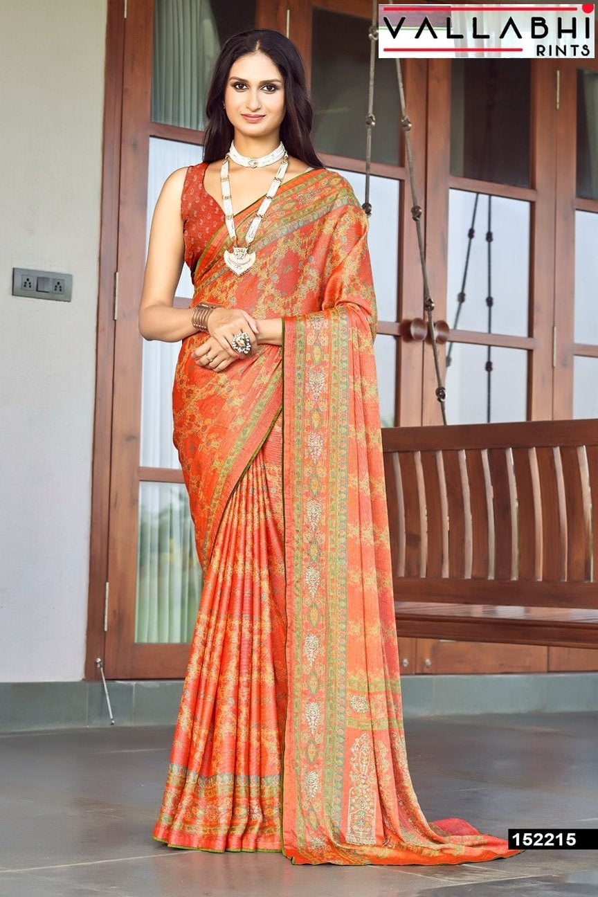 Madhula Vol 2 Vallabhi Prints Chiffon Sarees Wholesale Price