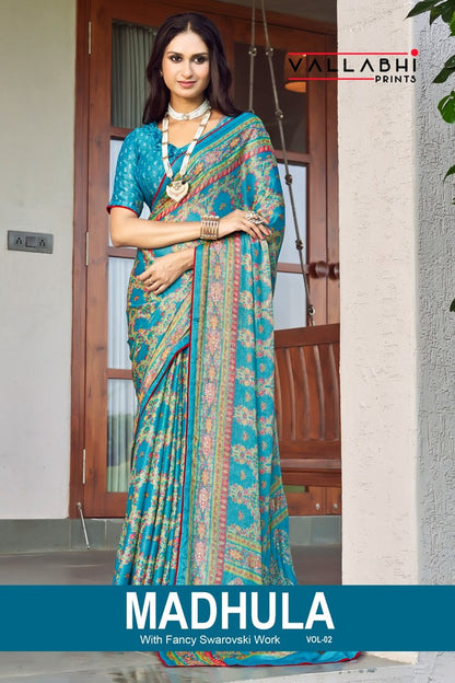 Madhula Vol 2 Vallabhi Prints Chiffon Sarees Wholesale Price