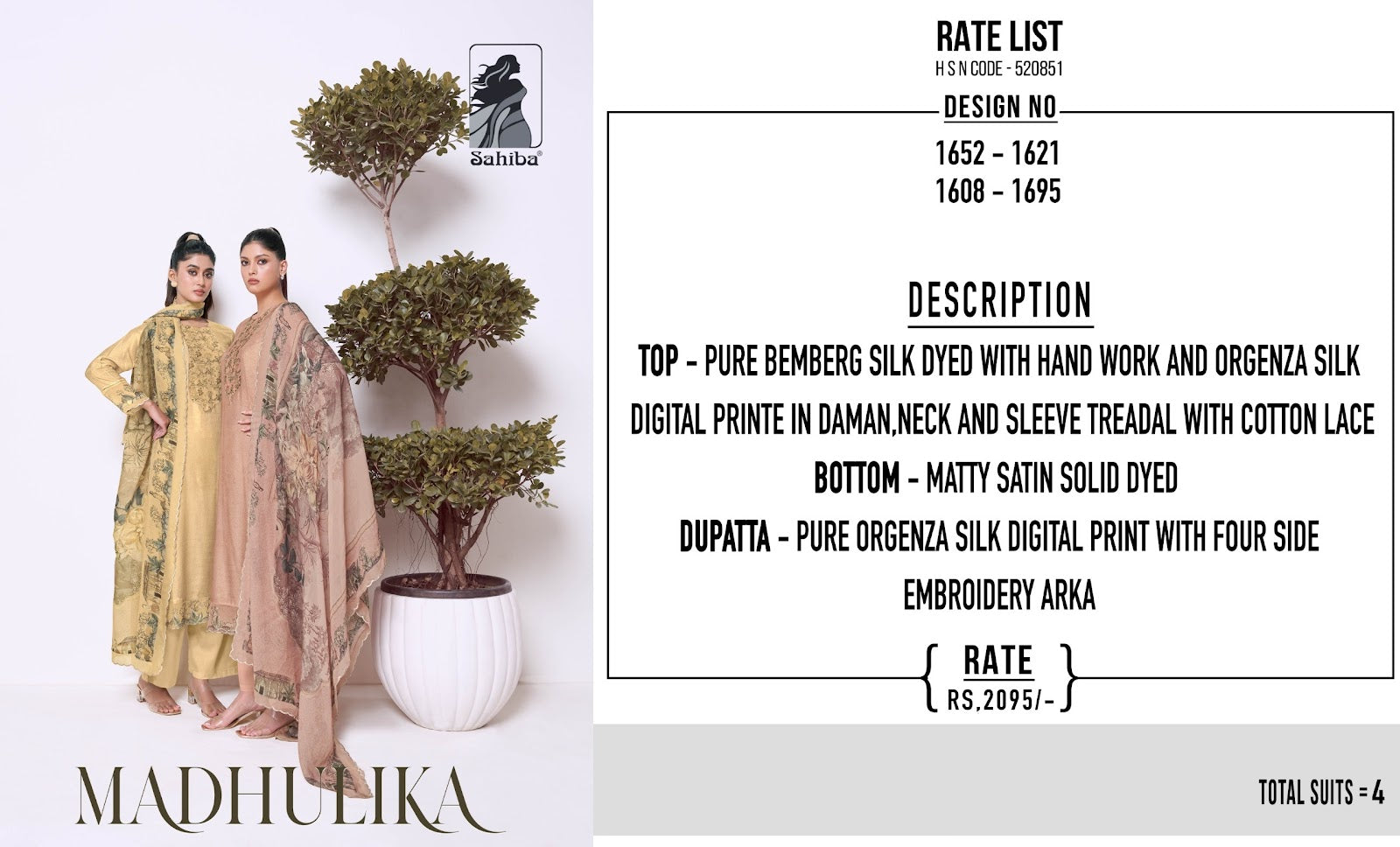 Madhulika Sahiba Bemberg Silk Pant Style Suits Wholesale Price