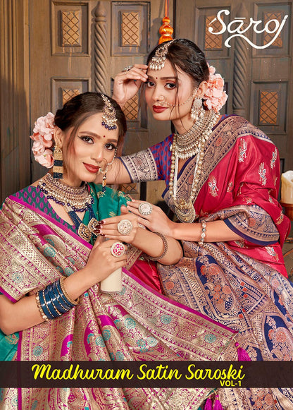 Madhuram Satin Saroski Vol 1 Saroj Silk Sarees Supplier