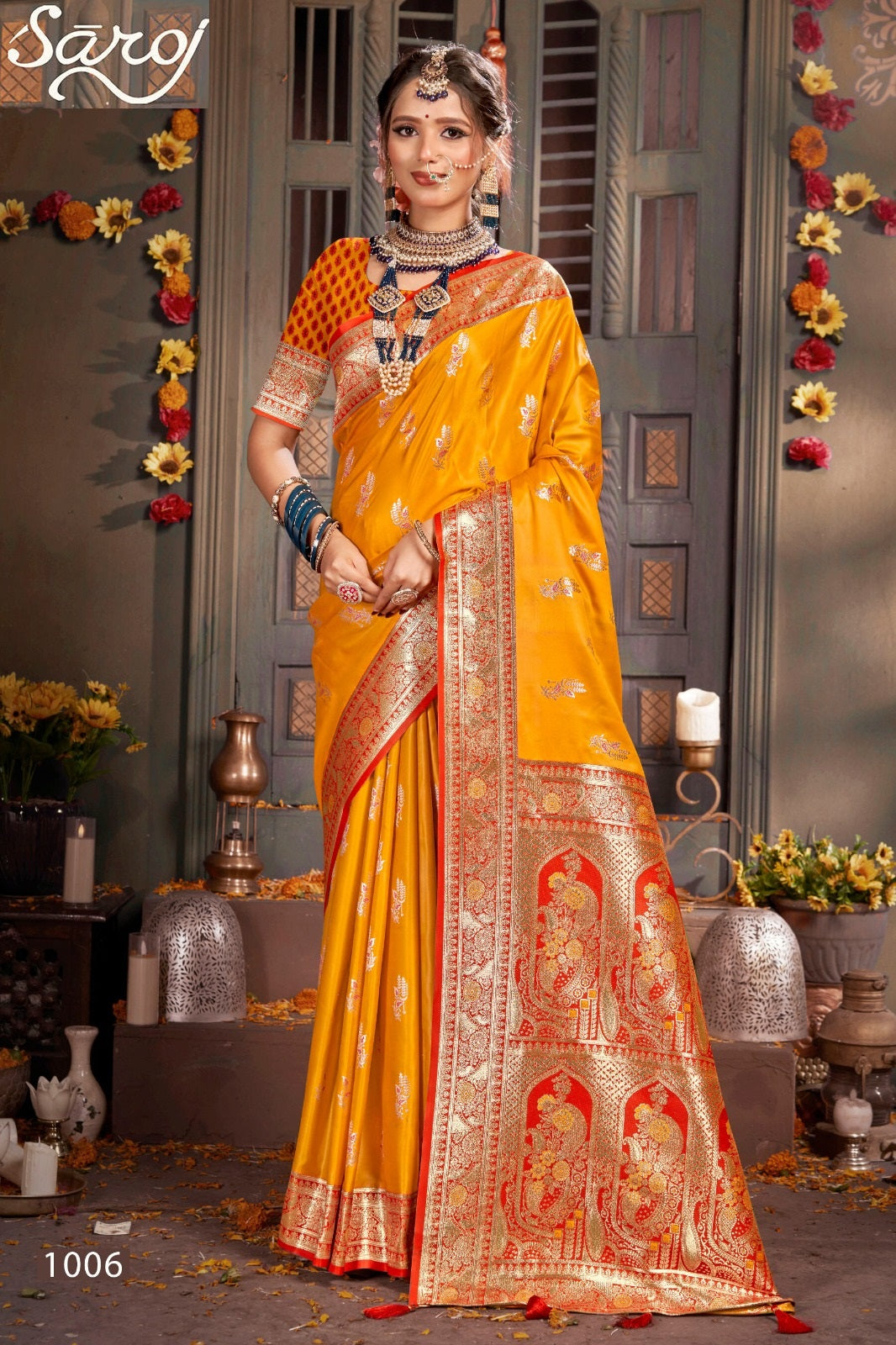 Madhuram Satin Saroski Vol 1 Saroj Silk Sarees Supplier