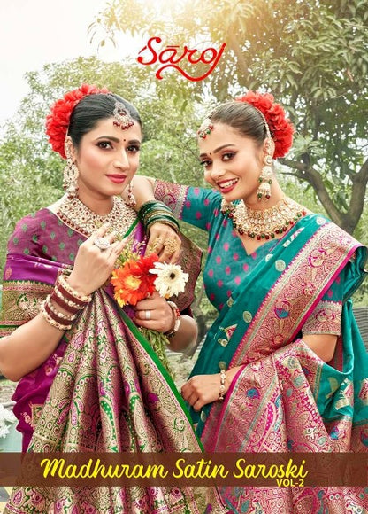 Madhuram Satin Saroski Vol 2 Saroj Silk Sarees Manufacturer