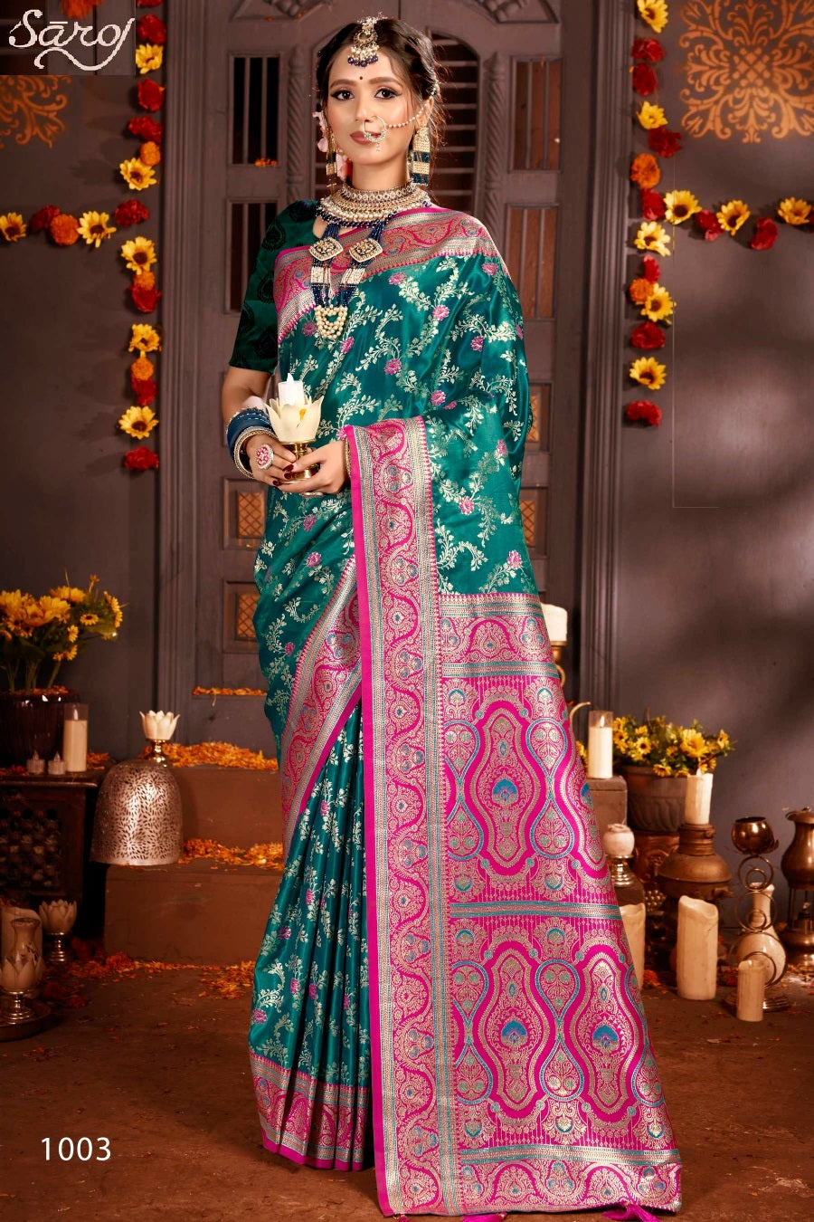 Madhuram Satin Saroski Vol 3 Saroj Silk Sarees Wholesale