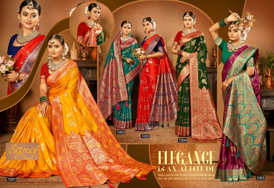 Madhuram Satin Saroski Vol 4 Saroj Silk Sarees Wholesaler Gujarat