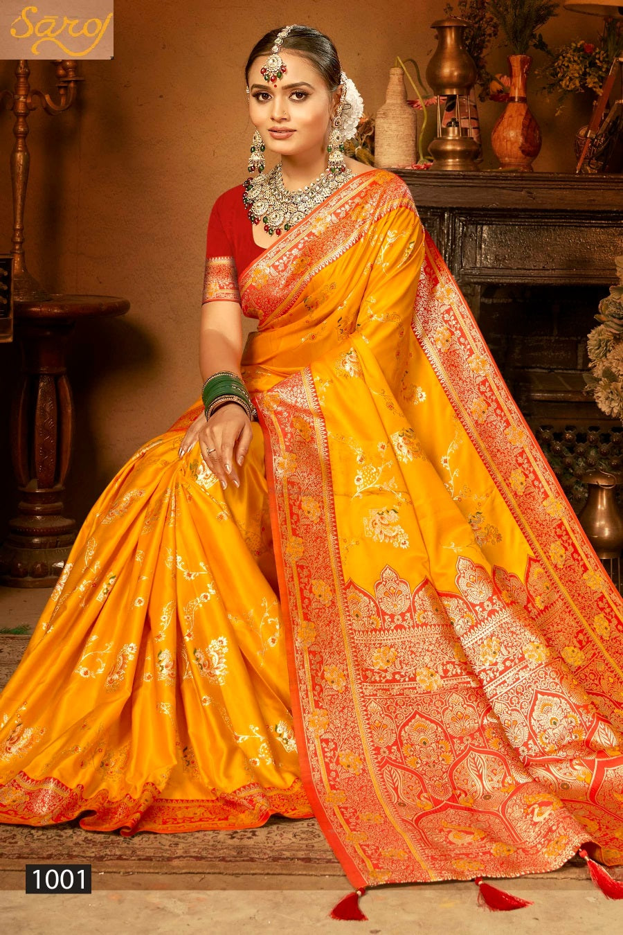 Madhuram Satin Saroski Vol 4 Saroj Silk Sarees Wholesaler Gujarat