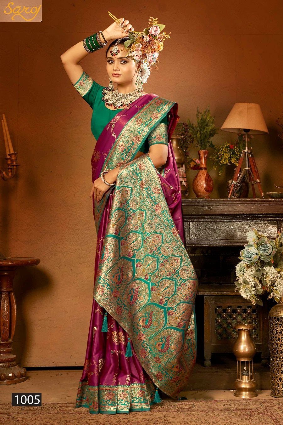 Madhuram Satin Saroski Vol 4 Saroj Silk Sarees Wholesaler Gujarat
