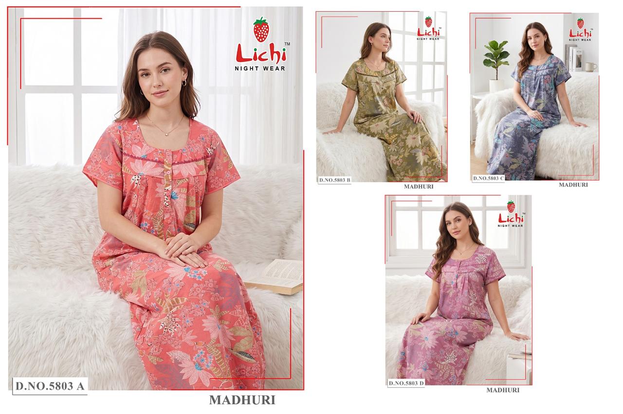 Madhuri 0909 Lichi Cotton Night Gowns Exporter