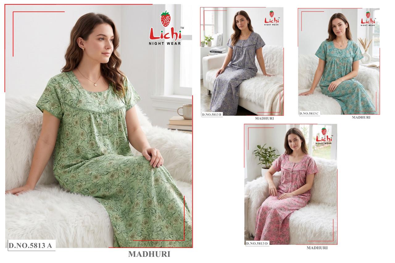 Madhuri 0909 Lichi Cotton Night Gowns Exporter