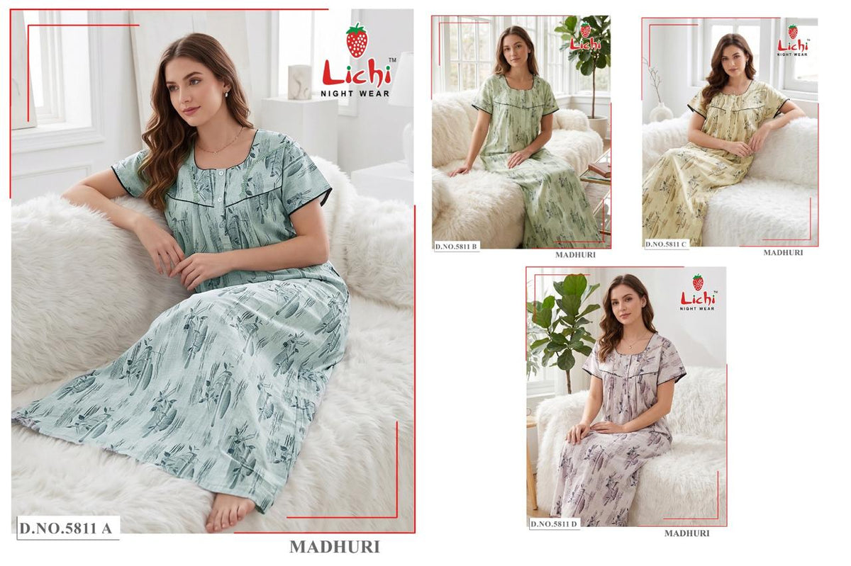 Madhuri 0909 Lichi Cotton Night Gowns Exporter