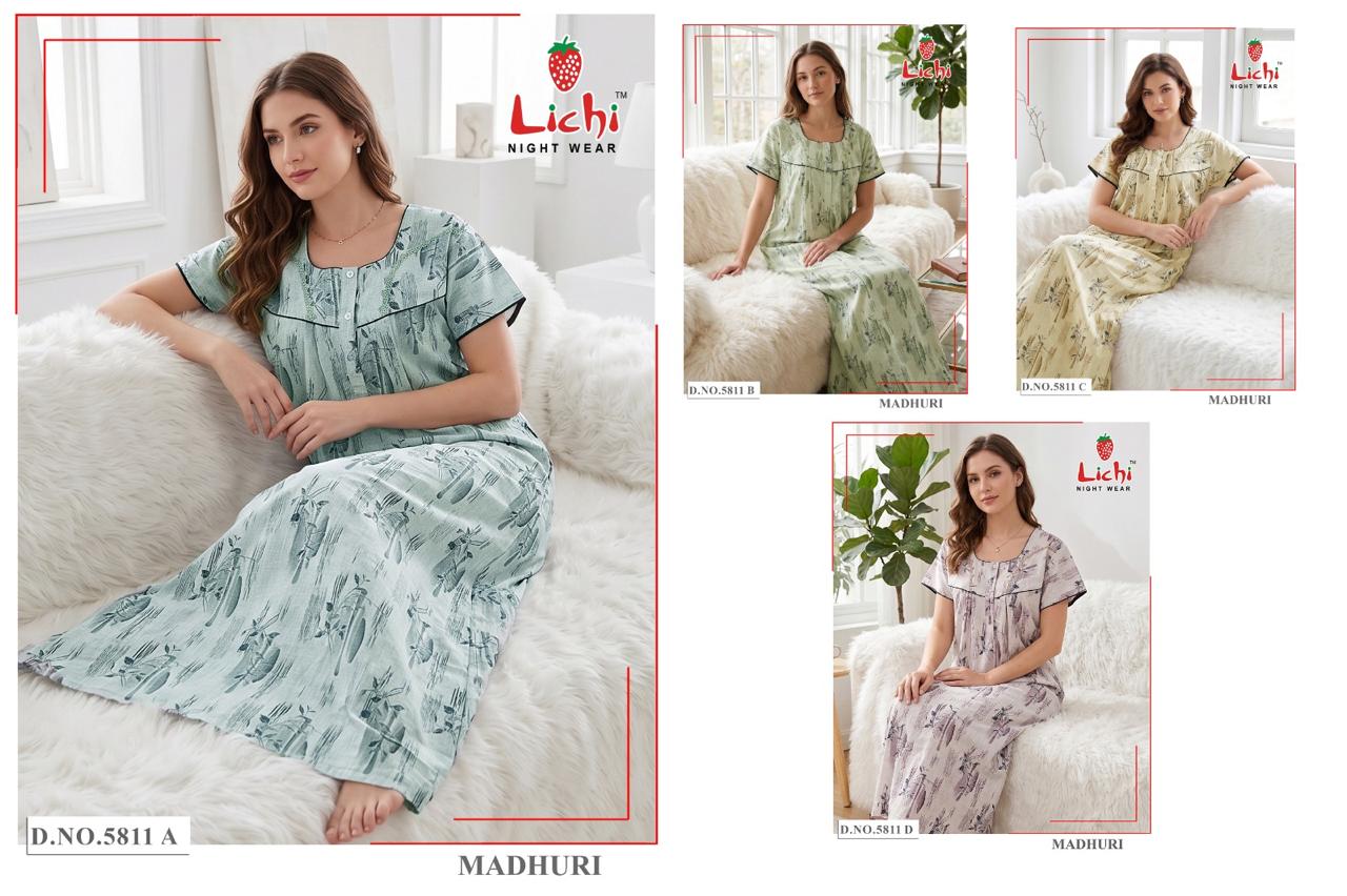 Madhuri 0909 Lichi Cotton Night Gowns Exporter