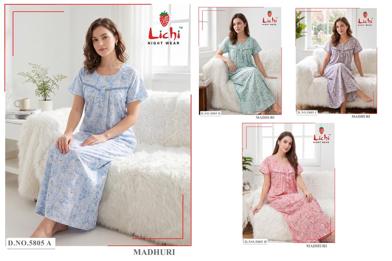 Madhuri 0909 Lichi Cotton Night Gowns Exporter