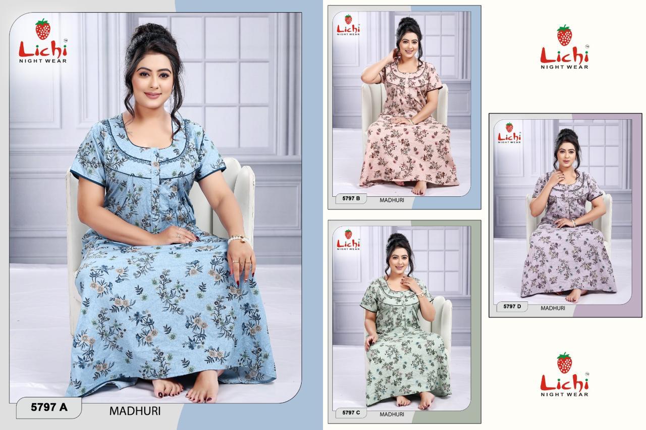 Madhuri 2807 Lichi Cotton Night Gowns Manufacturer India