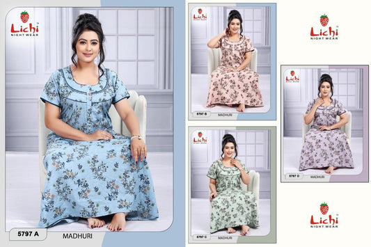 Madhuri 2807 Lichi Cotton Night Gowns Manufacturer India