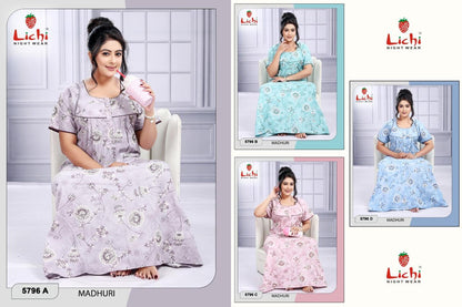 Madhuri 2807 Lichi Cotton Night Gowns Manufacturer India