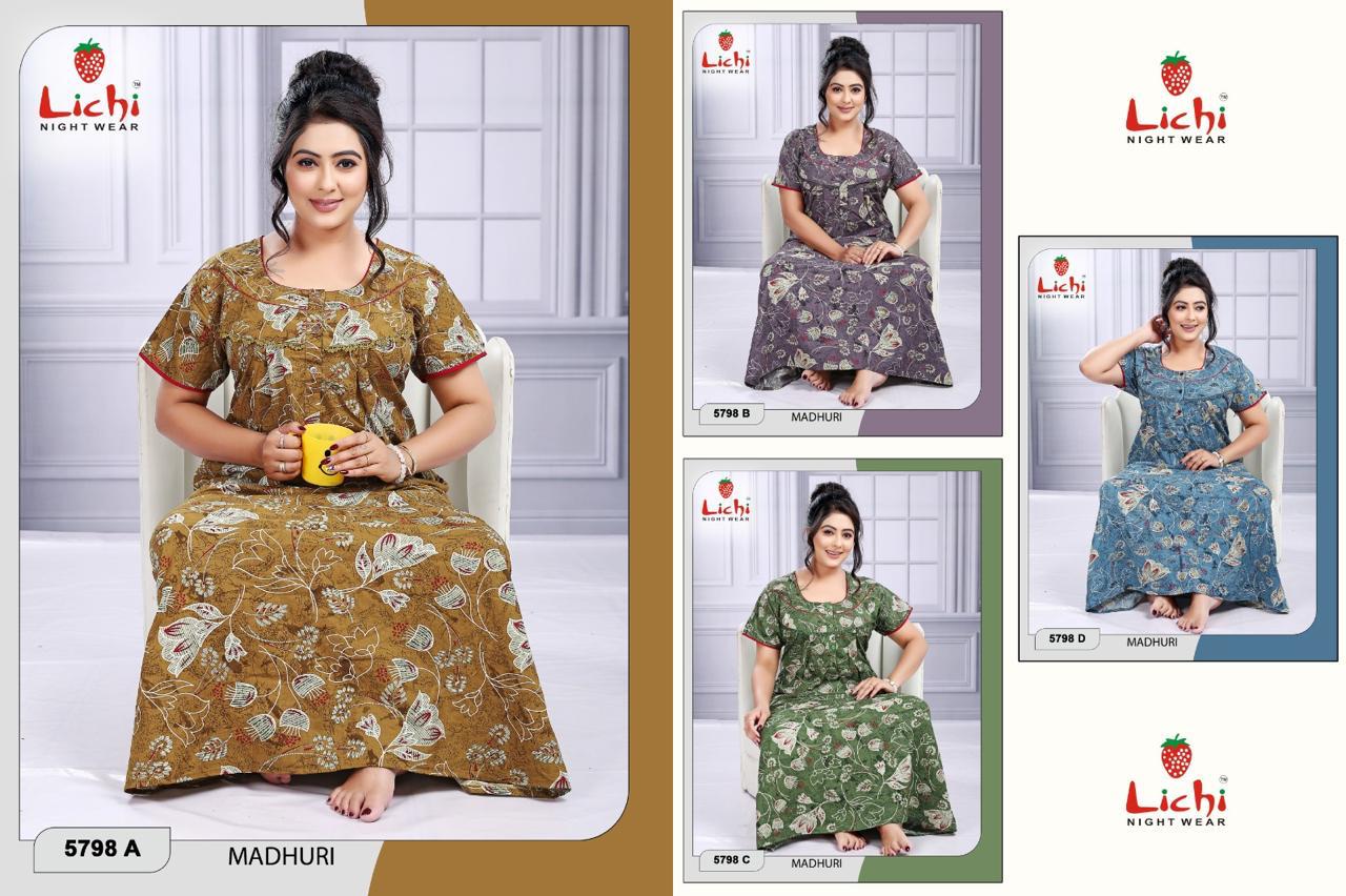 Madhuri 2807 Lichi Cotton Night Gowns Manufacturer India