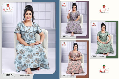 Madhuri 2807 Lichi Cotton Night Gowns Manufacturer India