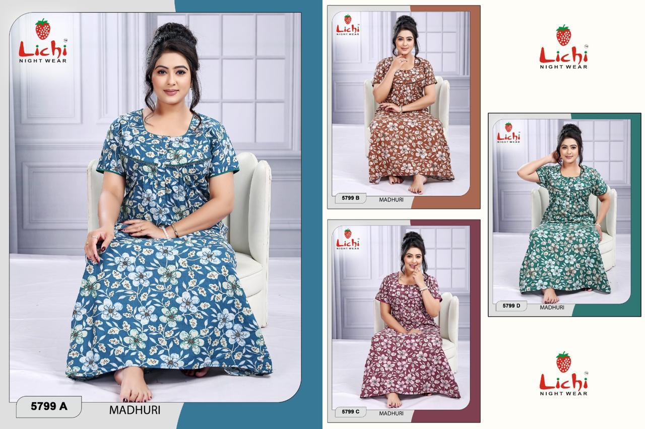 Madhuri 2807 Lichi Cotton Night Gowns Manufacturer India