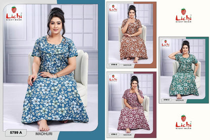 Madhuri 2807 Lichi Cotton Night Gowns Manufacturer India