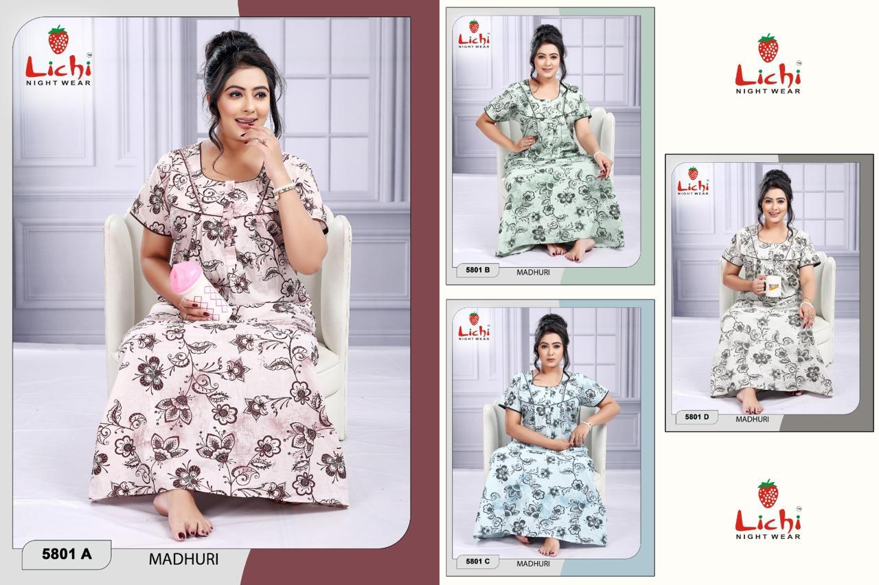 Madhuri 2807 Lichi Cotton Night Gowns Manufacturer India