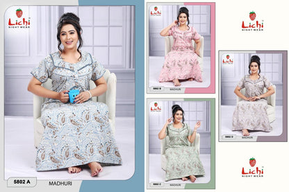 Madhuri 2807 Lichi Cotton Night Gowns Manufacturer India