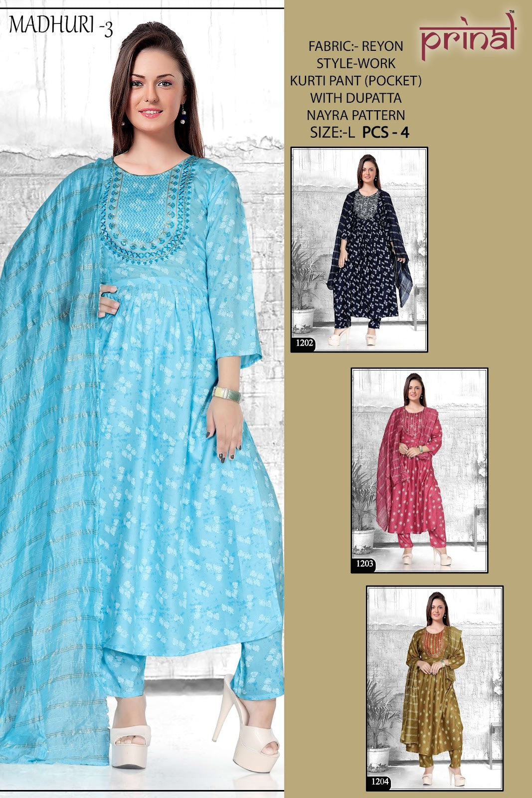 Madhuri 3 Prinal Rayon Readymade Pant Style Suits Manufacturer