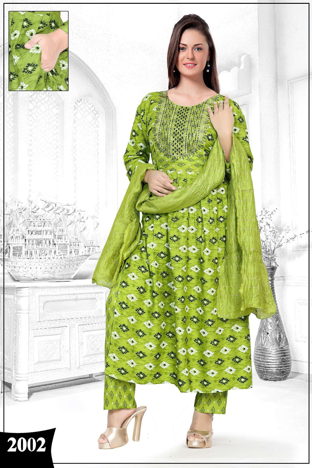 Madhuri 5 Nayra Cut Prinal Reyon Readymade Pant Style Suits Wholesaler Ahmedabad