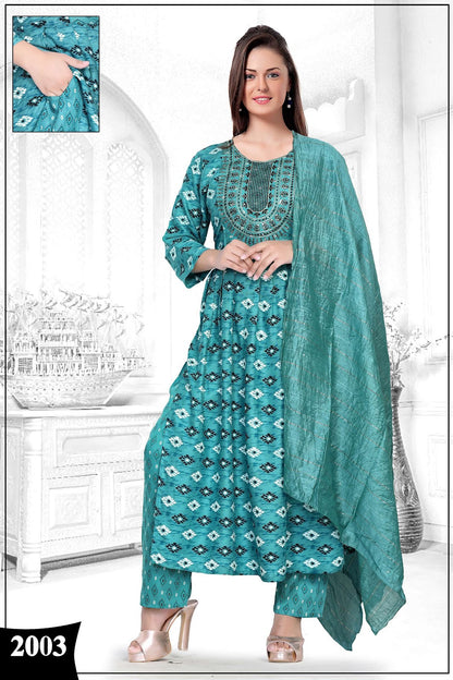 Madhuri 5 Nayra Cut Prinal Reyon Readymade Pant Style Suits Wholesaler Ahmedabad