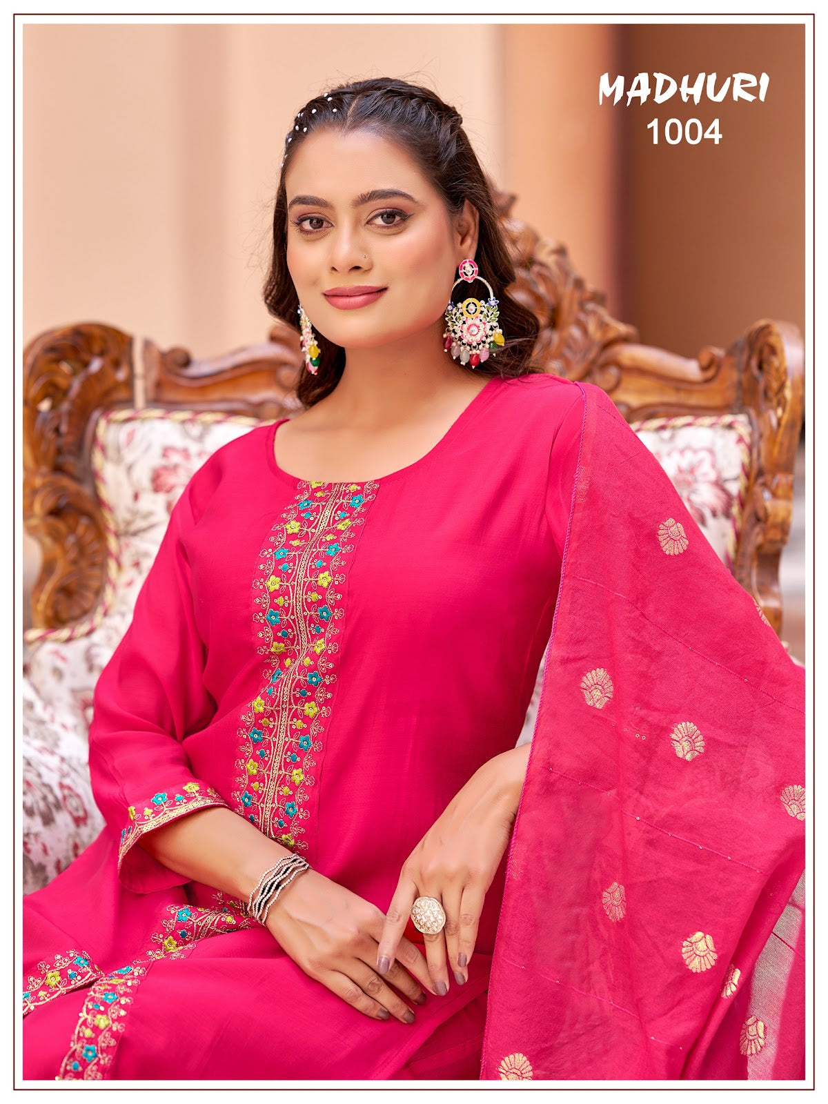 Madhuri Banwery Chanderi Readymade Pant Style Suits Wholesaler Ahmedabad