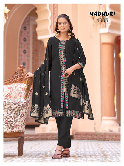 Madhuri Banwery Chanderi Readymade Pant Style Suits Wholesaler Ahmedabad