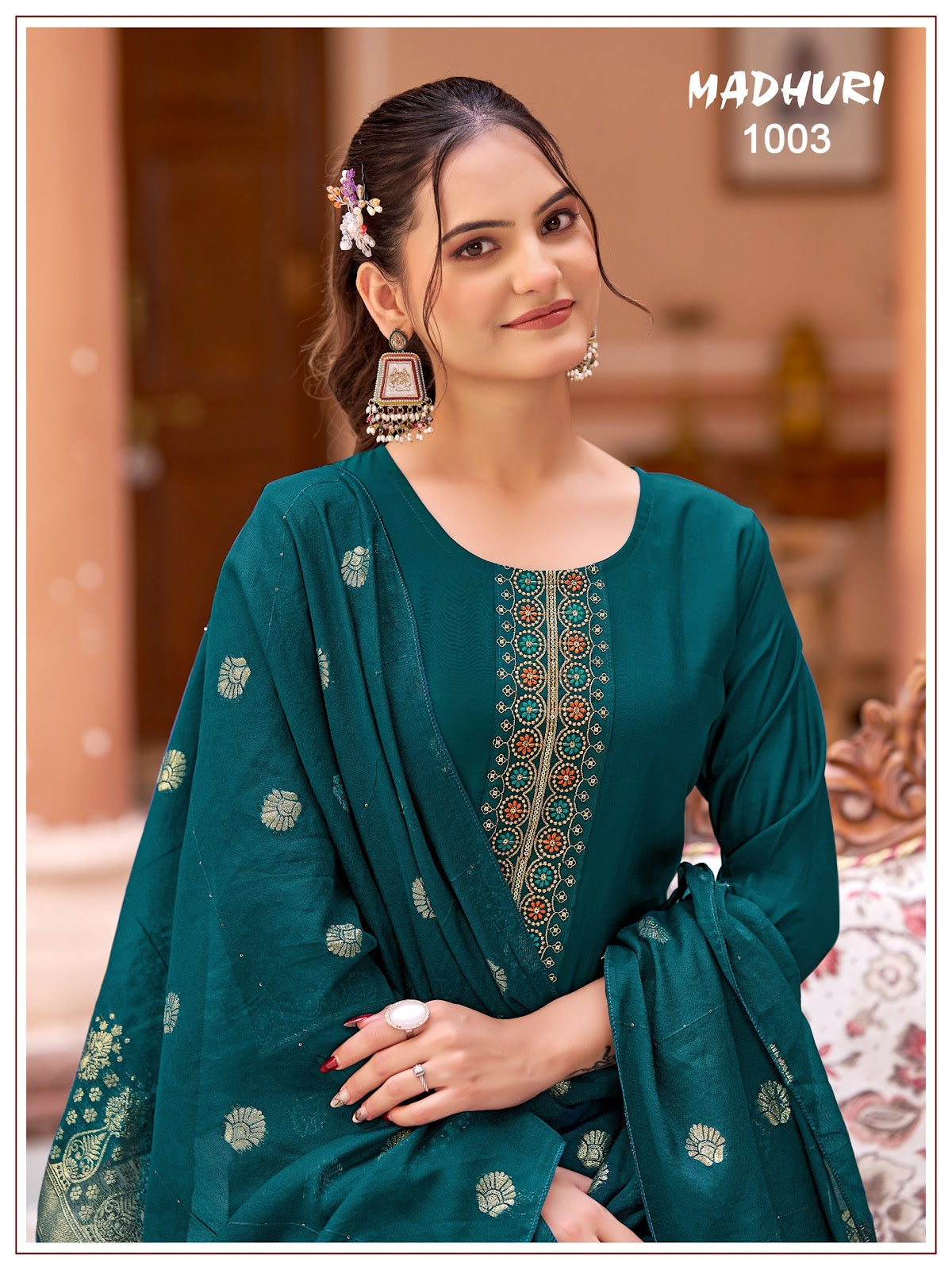 Madhuri Banwery Chanderi Readymade Pant Style Suits Wholesaler Ahmedabad