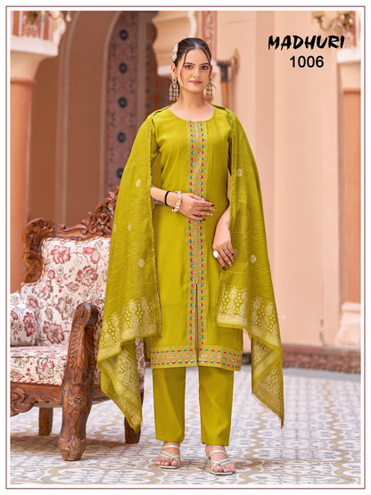 Madhuri Banwery Chanderi Readymade Pant Style Suits Wholesaler Ahmedabad