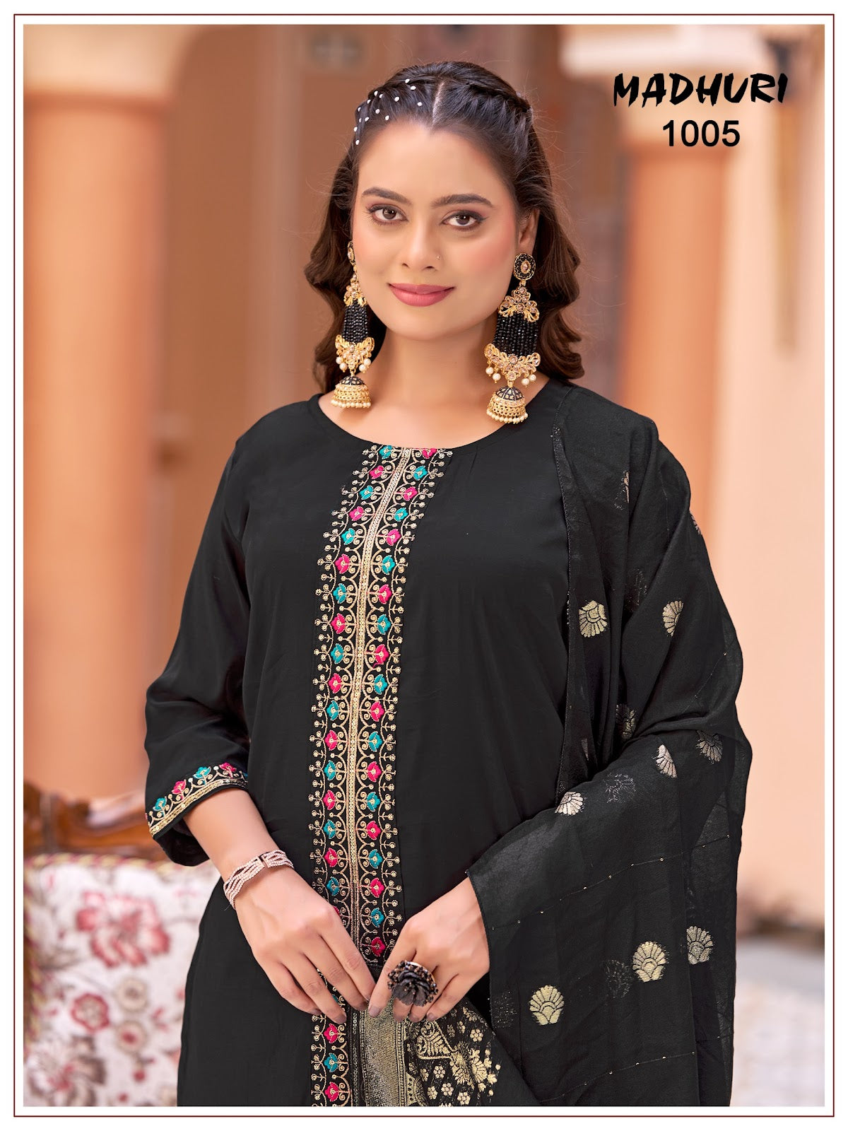 Madhuri Banwery Chanderi Readymade Pant Style Suits Wholesaler Ahmedabad