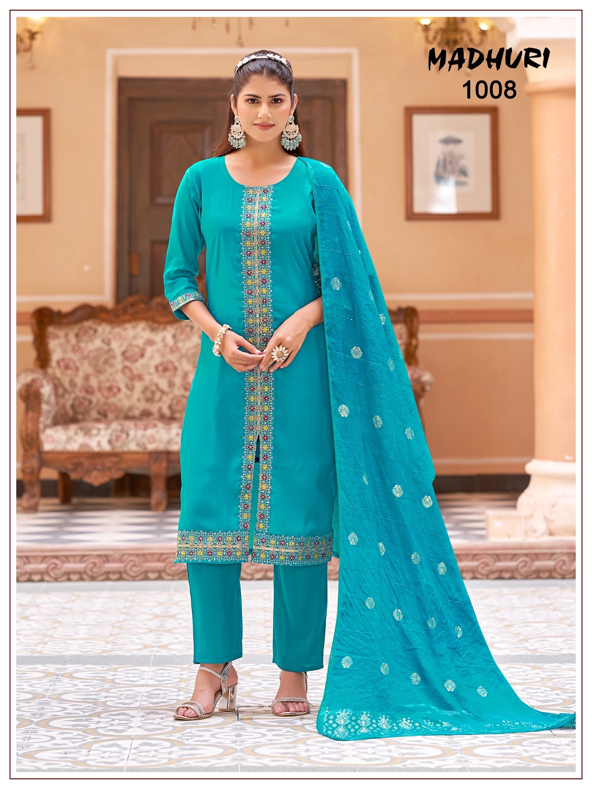 Madhuri Banwery Chanderi Readymade Pant Style Suits Wholesaler Ahmedabad