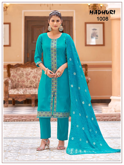 Madhuri Banwery Chanderi Readymade Pant Style Suits Wholesaler Ahmedabad