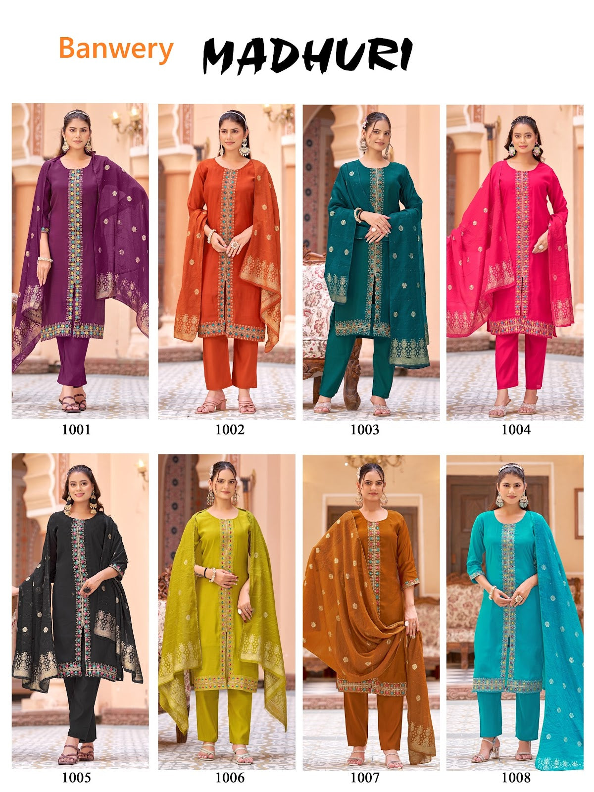Madhuri Banwery Chanderi Readymade Pant Style Suits Wholesaler Ahmedabad