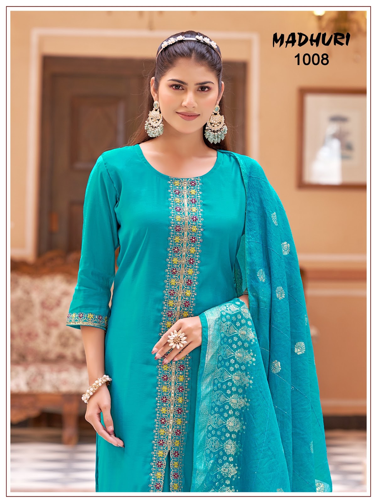 Madhuri Banwery Chanderi Readymade Pant Style Suits Wholesaler Ahmedabad