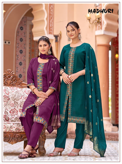 Madhuri Banwery Chanderi Readymade Pant Style Suits Wholesaler Ahmedabad