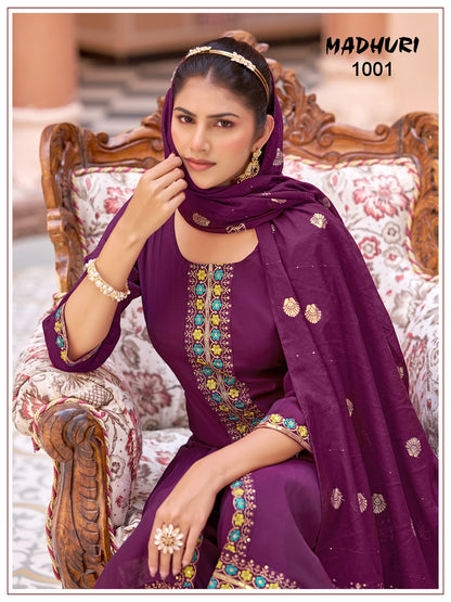 Madhuri Banwery Chanderi Readymade Pant Style Suits Wholesaler Ahmedabad