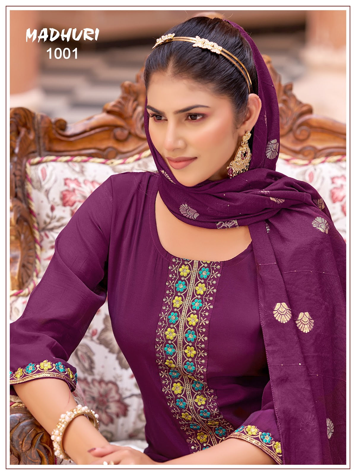 Madhuri Banwery Chanderi Readymade Pant Style Suits Wholesaler Ahmedabad