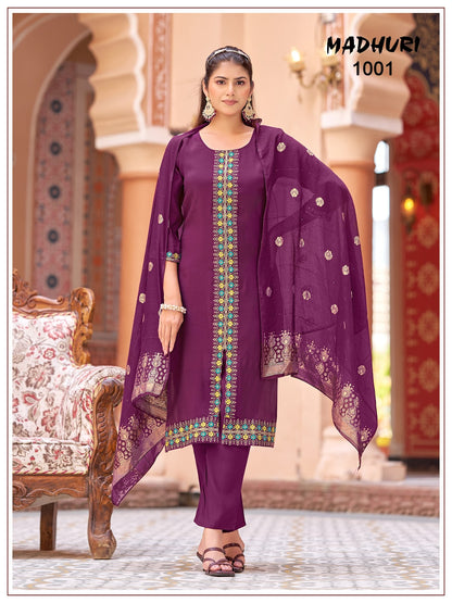 Madhuri Banwery Chanderi Readymade Pant Style Suits Wholesaler Ahmedabad