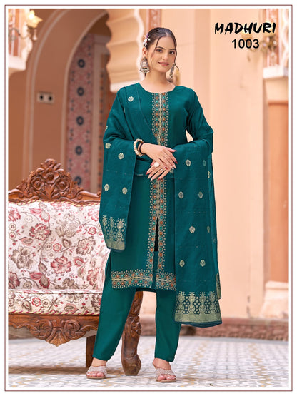 Madhuri Banwery Chanderi Readymade Pant Style Suits Wholesaler Ahmedabad