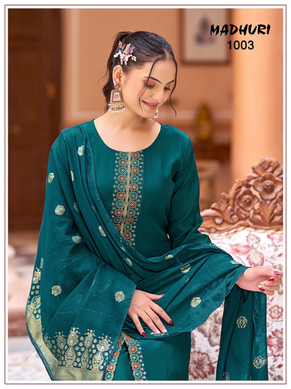 Madhuri Banwery Chanderi Readymade Pant Style Suits Wholesaler Ahmedabad